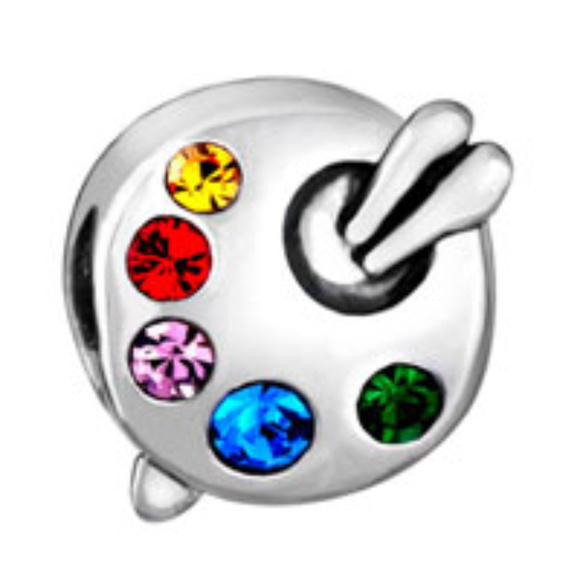 FREE S/H Pugster Paint Palette Bracelet Charm - Fits Pandora - Picture 2 of 3